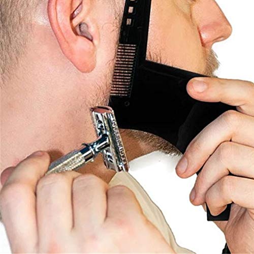 Vkospy Barba Plantilla Styling Shaping Barba Peine All-In-One Herramientas de plástico Recorte de Plantilla Barba Peine