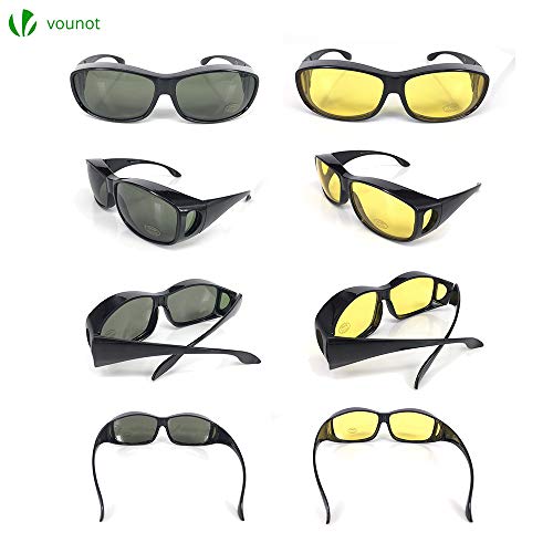 VOUNOT 2 Gafas de Sol Superpuestas, UV400 Gafas de Sol Polarizadas Hombre y Mujer, Gafas de Noches para Conducir, Negro y Amarillo