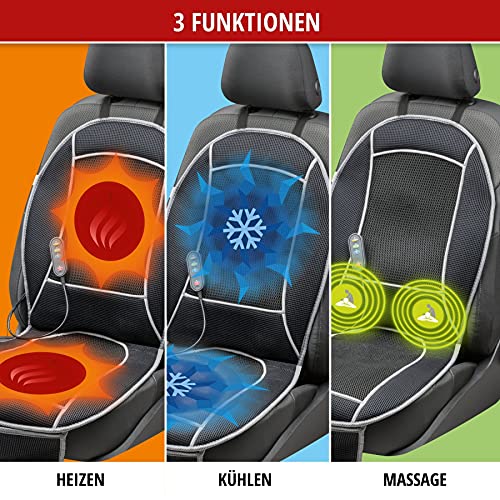 WALSER 16650 Funda de asiento CoolHeat, funda de asiento transpirable con función de refrigeración y masaje, protector de asiento CoolHeat