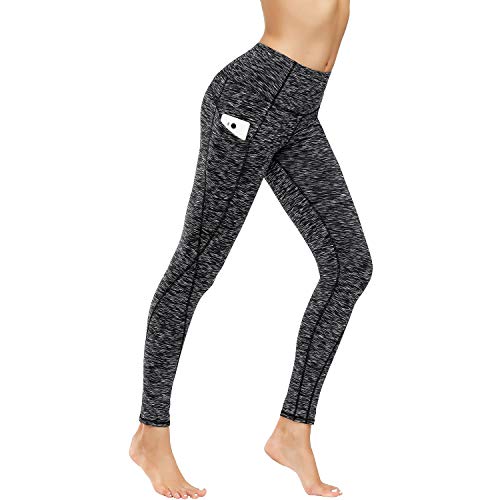 WateLves Leggings de Yoga para Mujer, Pantalones de Deporte, Mallas para Correr, Cintura Alta, con Bolsillos, elásticos, para Yoga, Deporte, Fitness, Todo el año, Mujer（cmh.Negro-CK,XL