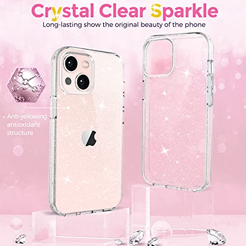 WEIYUN Funda Glitter Transparente Diseñada para iPhone 13 Pro MAX Mujeres y Niñas,【Protección Anti-Amarilla a Prueba de Golpes】 Carcasa Bling para Clear Funda iPhone 13 Pro MAX 6.7"- Purpurina Clara