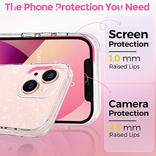 WEIYUN Funda Glitter Transparente Diseñada para iPhone 13 Pro MAX Mujeres y Niñas,【Protección Anti-Amarilla a Prueba de Golpes】 Carcasa Bling para Clear Funda iPhone 13 Pro MAX 6.7"- Purpurina Clara