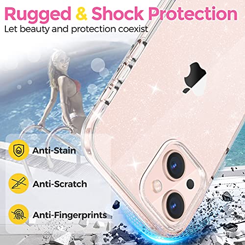 WEIYUN Funda Glitter Transparente Diseñada para iPhone 13 Pro MAX Mujeres y Niñas,【Protección Anti-Amarilla a Prueba de Golpes】 Carcasa Bling para Clear Funda iPhone 13 Pro MAX 6.7"- Purpurina Clara