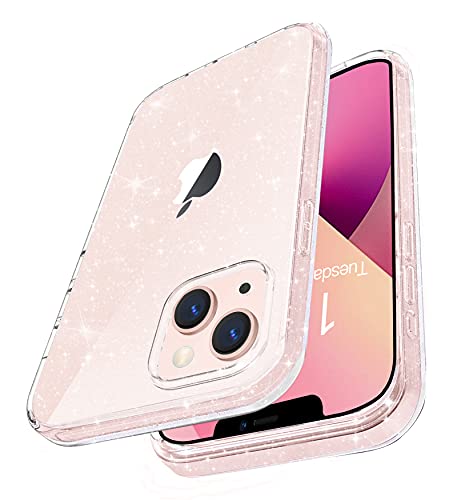 WEIYUN Funda Glitter Transparente Diseñada para iPhone 13 Pro MAX Mujeres y Niñas,【Protección Anti-Amarilla a Prueba de Golpes】 Carcasa Bling para Clear Funda iPhone 13 Pro MAX 6.7"- Purpurina Clara