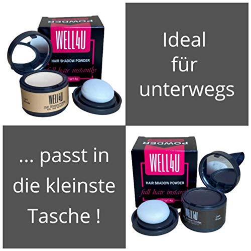 WELL4U - base de maquillaje en polvo para el cabello -maquillaje del cuero cabelludo -11 colores -base de maquillaje en polvo resistente al agua -más específico que el spray, o diferentes correctores