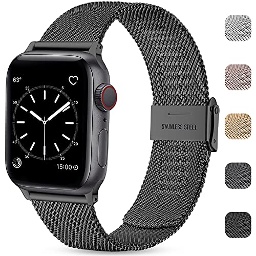 Wepro Correas Compatible con Apple Watch Correa 44mm 42mm para Mujeres/Hombres, Correa de Metal para Apple Watch SE/iWatch Series 6 5 4 3 2 1,44mm 42mm/Gris Espacial