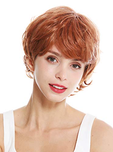 WIG ME UP- YZF-41008 peluca mujer flequillo pelo corto salvaje ondulado mechas colores castaño rojizo y rubio