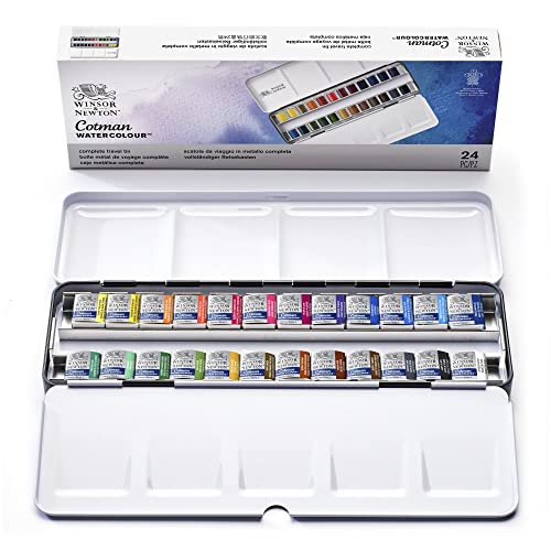 Winsor & Newton acuarela Cotman - Caja de acuarela Sketcher - set de 24 medio godets, colores surtidos