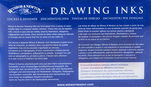 Winsor & Newton Tinta para Dibujo Drawing Ink- Set de 8 tintas, Colección William, Multicolor