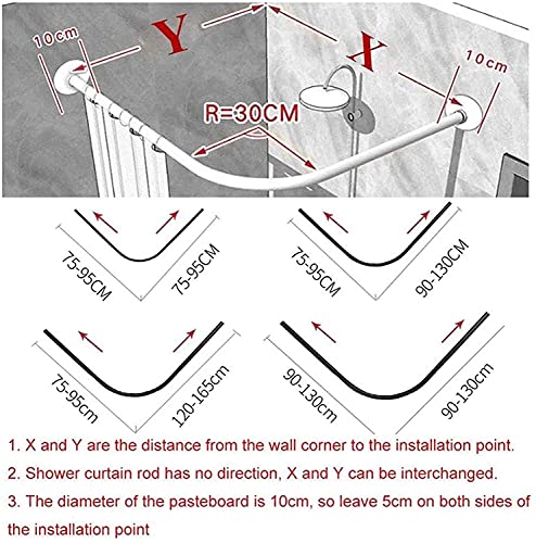 WJQD Cortina de ducha de esquina, de acero con revestimiento de polvo negro, para cuarto de baño, vestidor, 100% resistente al óxido (tamaño: 70 a 95 cm x 70 a 95 cm)