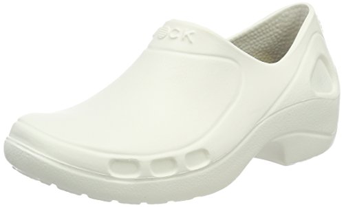 WOCK EVERLITE Zapato Cerrado Lavable e Muy Ligero, Zueco Sanitario de Trabajo Blanco, Calzado Mujer e Hombre, Rango de tamaño de 35-47