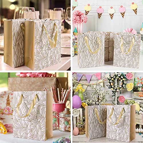 Wodasi Bolsa de Papel con Asa, 8 Piezas Bolsas Papel, Bolsa de Papel Portátil de Polvo de Oro de Lujo, Bolsas de Papel con Asas Cinta Bolsa de Regalo Papel, Exquisito Diseño, 4 Estilo, 18*23*10 cm