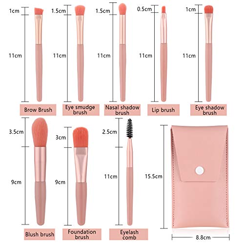 Wodasi Brochas Maquillaje Profesional 8 Piezas, Conjunto de Brochas de Maquillaje, Set de Brochas de Maquillaje con Bolsa de Cuero, Brochas de Maquillaje de Primera Calidad Set, Rosa