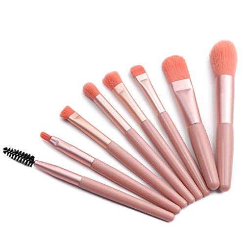 Wodasi Brochas Maquillaje Profesional 8 Piezas, Conjunto de Brochas de Maquillaje, Set de Brochas de Maquillaje con Bolsa de Cuero, Brochas de Maquillaje de Primera Calidad Set, Rosa