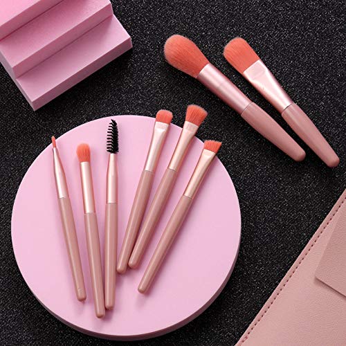 Wodasi Brochas Maquillaje Profesional 8 Piezas, Conjunto de Brochas de Maquillaje, Set de Brochas de Maquillaje con Bolsa de Cuero, Brochas de Maquillaje de Primera Calidad Set, Rosa