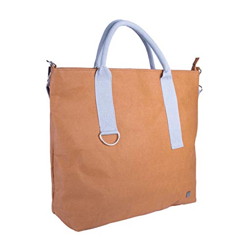 WOLA bolsos bandolera mujer ORIGAMI carteras de mano papel shopper vegano 41x33x11cm gris