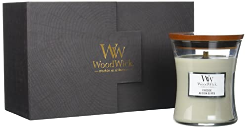 Woodwick Juego de velas perfumadas de regalo, Fireside & Linen Hourglass velas perfumadas con mechas agrietadas, hasta 60 horas de tiempo de combustión cada una, Caja de regalo, 2 unidades (1699065E)