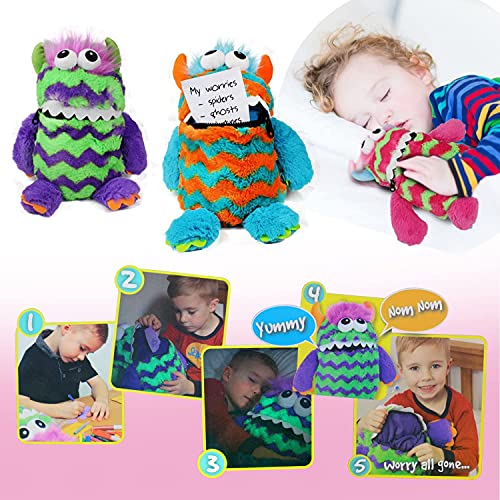 Worry Monster Los niños de los niños se preocupan Monstruo Peluche Suave Juguete con la Boca de Zip Up Come la preocupación