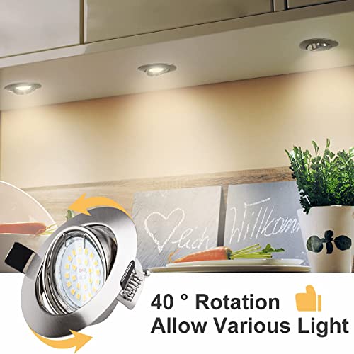 Wowatt Ojos de Buey de Led 6W Blanco Cálido Foco Empotrable LED Techo 2800k Incluye AC 220V 6W Bombillas Gu10 600lm Equivalente a Halogeno 50W Luz de Techo Agujero Ø68-80mm redondo Pack de 6