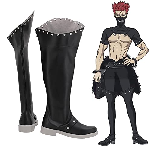 WSJDE Black Clover Za-ra Ideale Cosplay Boots Black Leather Shoes Custom Made Any Size 35 FemaleSize