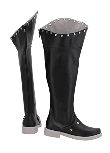 WSJDE Black Clover Za-ra Ideale Cosplay Boots Black Leather Shoes Custom Made Any Size 35 FemaleSize