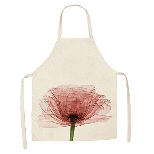 wsxcfyjh Delantal Cocina Baberos Delantales De Cocina con Estampado De Lino Y Estampado De Flores para Cenas Unisex, Babero De Cocina, Divertido Delantal De Limpieza-15_55X68Cm_For_Adult