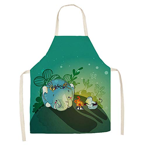 wsxcfyjh Delantal Cocina Baberos Delantales De Cocina con Estampado De Tema De Flores De Lino Unisex Cena Fiesta Babero De Cocina Divertido Delantal De Limpieza-5_55X68Cm_For_Adult