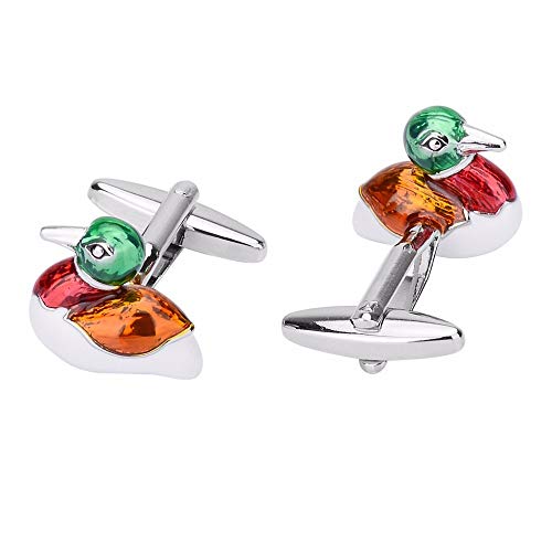 XJJZS Mandarin Duck Gemelos para Hombres Camisa Puños Puños Esmalte Publicidad DIY Boda Novios Regalo Joyería Masculina