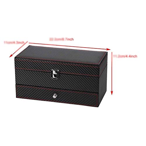 XJJZS Mostrar la caja del organizador, la fibra de carbono de diseño - Hebilla for la joyería for hombre Relojes, titular de almacenamiento hombre TOP, Cajón almohadas