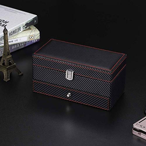 XJJZS Mostrar la caja del organizador, la fibra de carbono de diseño - Hebilla for la joyería for hombre Relojes, titular de almacenamiento hombre TOP, Cajón almohadas