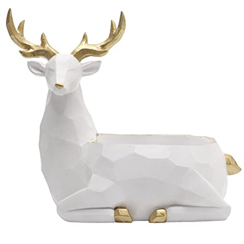 XRHM Decoraciones nórdicas para el hogar, Bandeja de Joyas de Dibujos Animados, Almacenamiento de Joyas Bandeja de casa Adornos Decorativos Platinum Deer