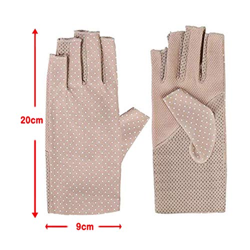 Xrten Bloqueador Solar Medio Dedo Guantes, Mujeres del Verano de la protección, 100% de algodón Guantes de conducción Mitones (2 Pares)