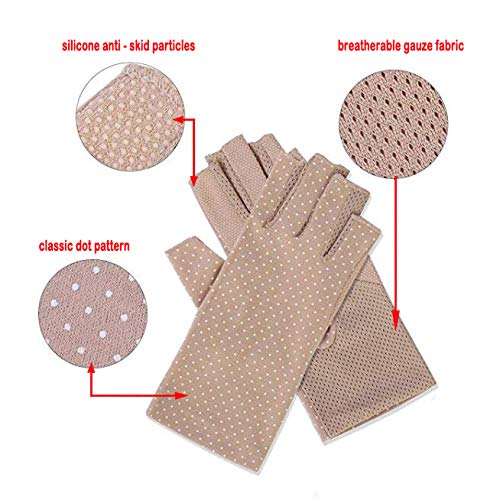 Xrten Bloqueador Solar Medio Dedo Guantes, Mujeres del Verano de la protección, 100% de algodón Guantes de conducción Mitones (2 Pares)