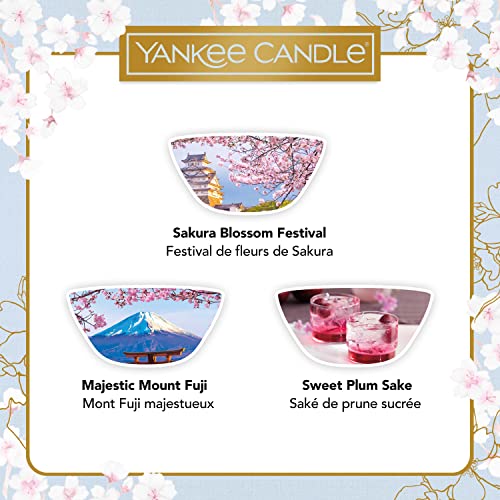 Yankee Candle Juego de regalo | 3 derretimientos de cera perfumada, 1 calentador de fusión y 1 luz de té sin perfume | Colección Festival Sakura Blossom | Ideal para regalos del día de la madre