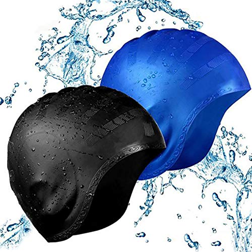 YFOX Gorro de natación de silicona, protección auditiva, impermeable, antigolpes, tapa para la cabeza, orejas, unisex, adecuado para personas con pelo largo, viene con una caja