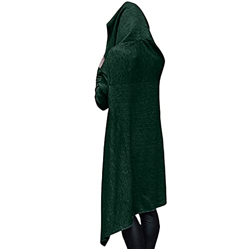 yiouyisheng Poncho para mujer, chal, chal, capa con capucha, dobladillo irregular, pañuelo con mangas, sudadera larga con capucha y cordón, verde, M