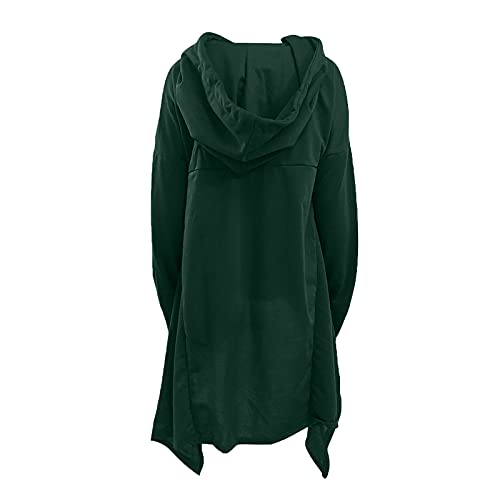 yiouyisheng Poncho para mujer, chal, chal, capa con capucha, dobladillo irregular, pañuelo con mangas, sudadera larga con capucha y cordón, verde, M