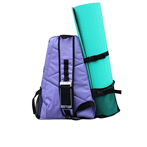 Yoga Mat Bolsa Mochila Crossbody Sling Mochila Yoga Mat Bolsa de transporte traje para las mujeres hombres entrenamiento gimnasio deporte viaje senderismo ciclismo sin Yoga Mat, púrpura