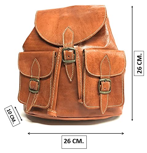 YOJAN PIEL | Mochila de Piel | Bolso Bandolera de Hombro con Varios Compartimentos | Casual y Vintage | De Piel Genuina 100% | Resistente, Suave y Duradera