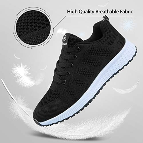 Youecci Zapatillas de Deportivos de Running para Mujer Deportivo de Exterior Interior Gimnasia Ligero Sneakers Fitness Atlético Caminar Zapatos Transpirable Negro 39 EU