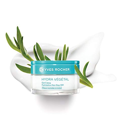 Yves Rocher Crema de gel Hydra Végétal Non-Stop hidratante 48 h, para día y noche, 1 bote de cristal de 50 ml