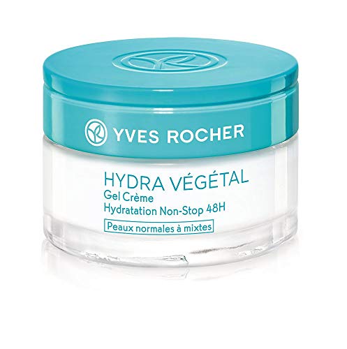 Yves Rocher Crema de gel Hydra Végétal Non-Stop hidratante 48 h, para día y noche, 1 bote de cristal de 50 ml