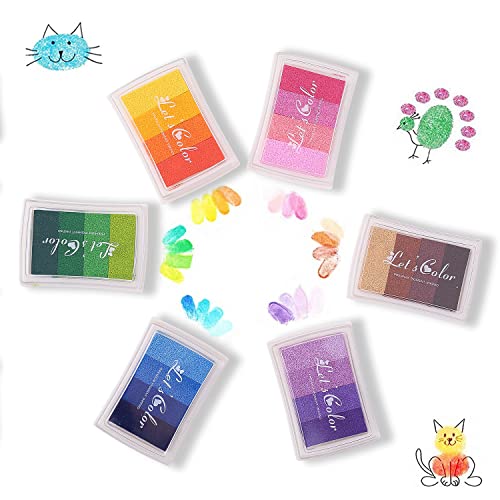 YXHZVON Almohadillas De Tinta, 24 Colores Tampon Tinta, Tinta para Huella Dactilar Ink Pad para Sellos Tinta Sellos Scrapbooking, Tampon Tinta para Niños