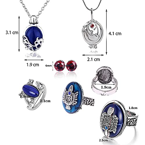 Zaky 6 piezas Elena Verbena Apertura Charm Collar Película Juego de joyas Vampiro Diaries Daywalking Katherine Sapphire Crystal Collares Pendientes Salvatore Damon Stefan Finger Family Crest Anillo