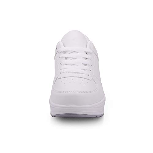 Zapatillas Casual para Mujer Zapatillas de Deporte Gimnasio Zapatos Cuña Cómodos Sneakers para Trotar Compras Blanco 37