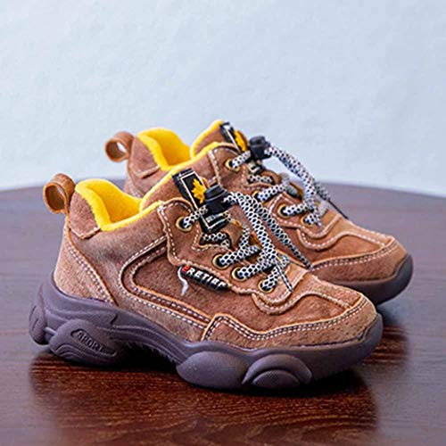 Zapatos Deportivos para niños otoño e Invierno cómodo Ante Cuero Antideslizante Grueso Fondo Zapatos Deportivos Planos Llevan Choque Resistente Absorbente Zapatos versátiles de Ocio versátil