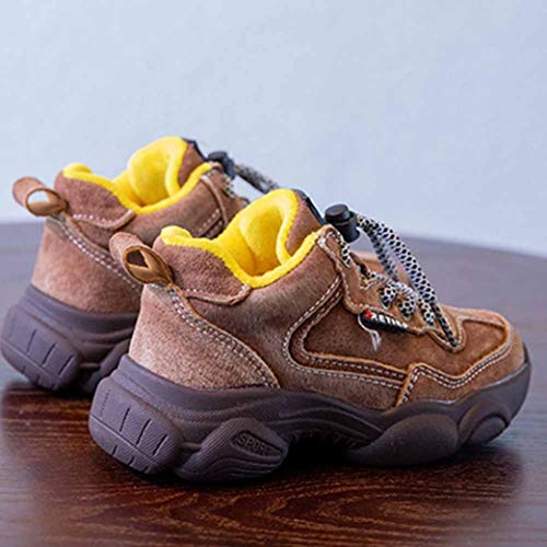 Zapatos Deportivos para niños otoño e Invierno cómodo Ante Cuero Antideslizante Grueso Fondo Zapatos Deportivos Planos Llevan Choque Resistente Absorbente Zapatos versátiles de Ocio versátil