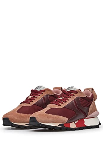 Zapatos Mujeres Sneakers VOILE BLANCHE Qwark Pink Burgundy Bordeaux Nylon Cuero