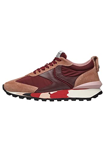 Zapatos Mujeres Sneakers VOILE BLANCHE Qwark Pink Burgundy Bordeaux Nylon Cuero