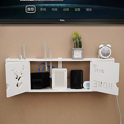 ZCME-power Montado en la Pared WiFi Router Shelf/TV Set-Top Caja de Almacenamiento Teléfono Impermeable Rack Colgante de Pared Router Caja Decorativa Estante Flotante